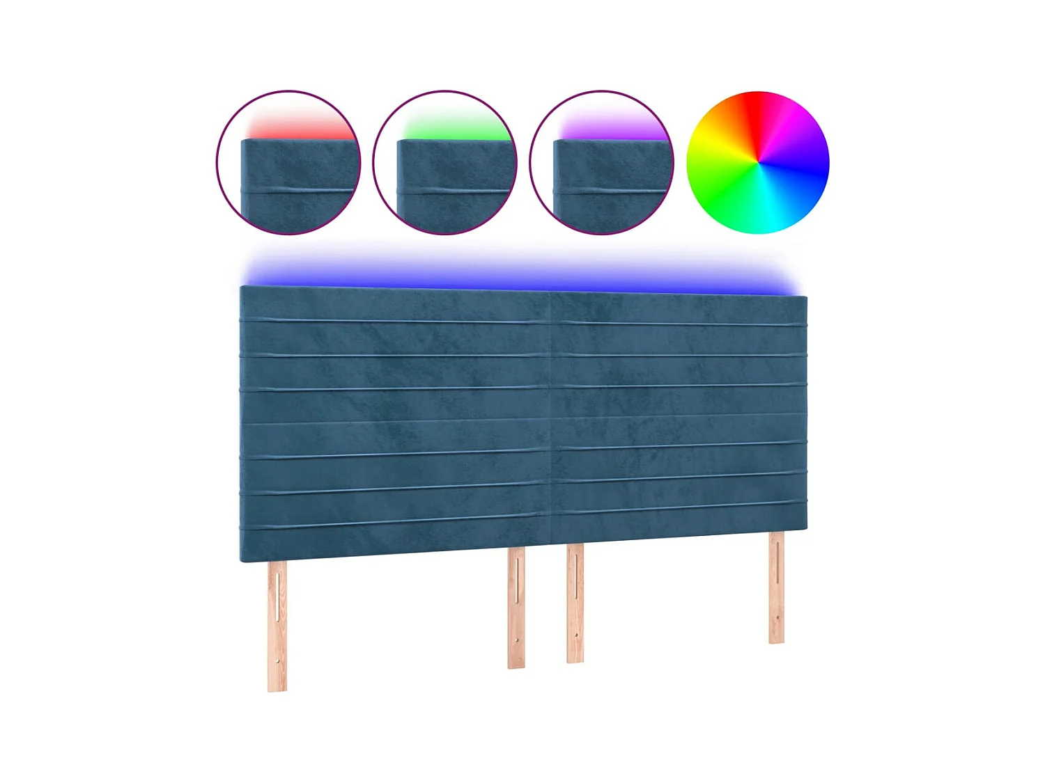 LED Hoofdbord Donkerblauw 160x5x118/128 cm Fluweel