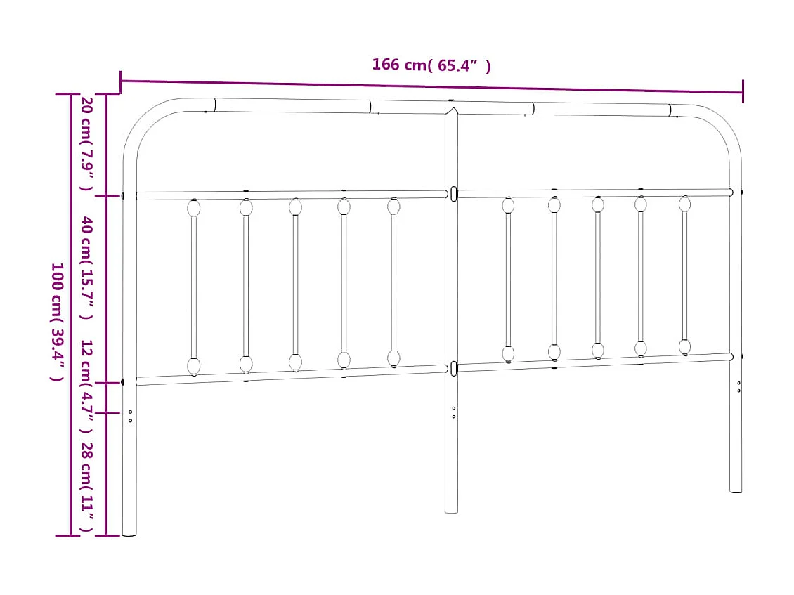 Testiera in metallo bianco 160 cm