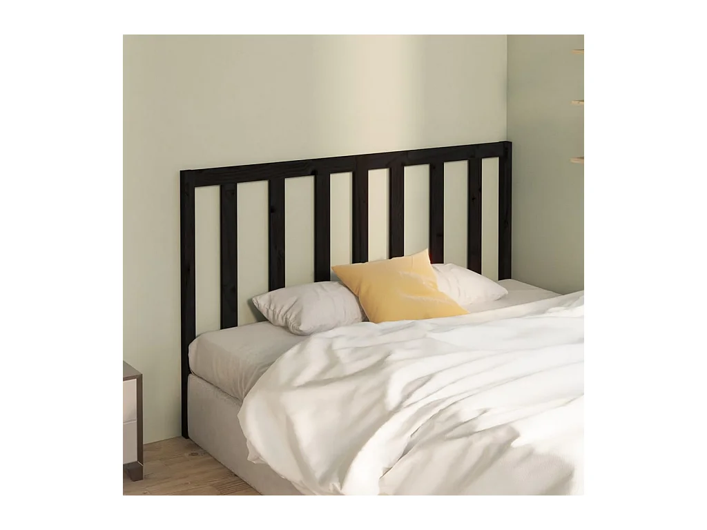Tête de lit Noir 166x4x100 cm Bois massif de pin