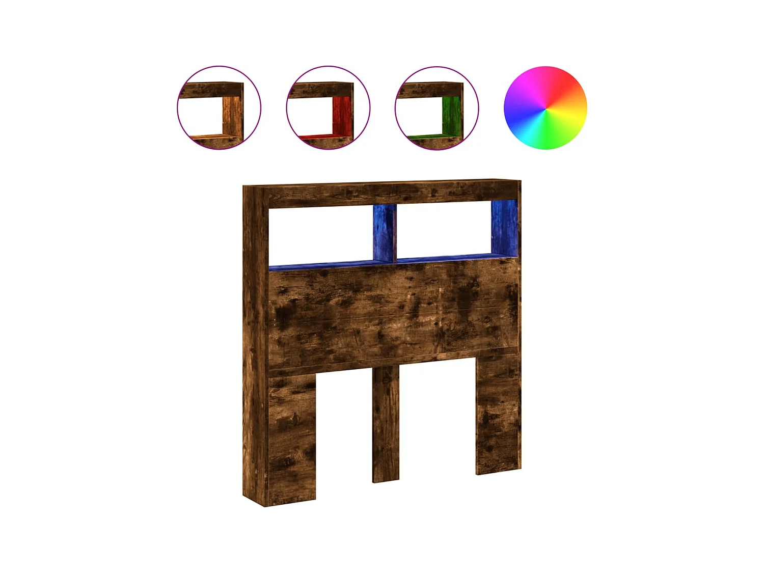 Hoofdbordkast met LED gerookt eiken 100x17x102 cm