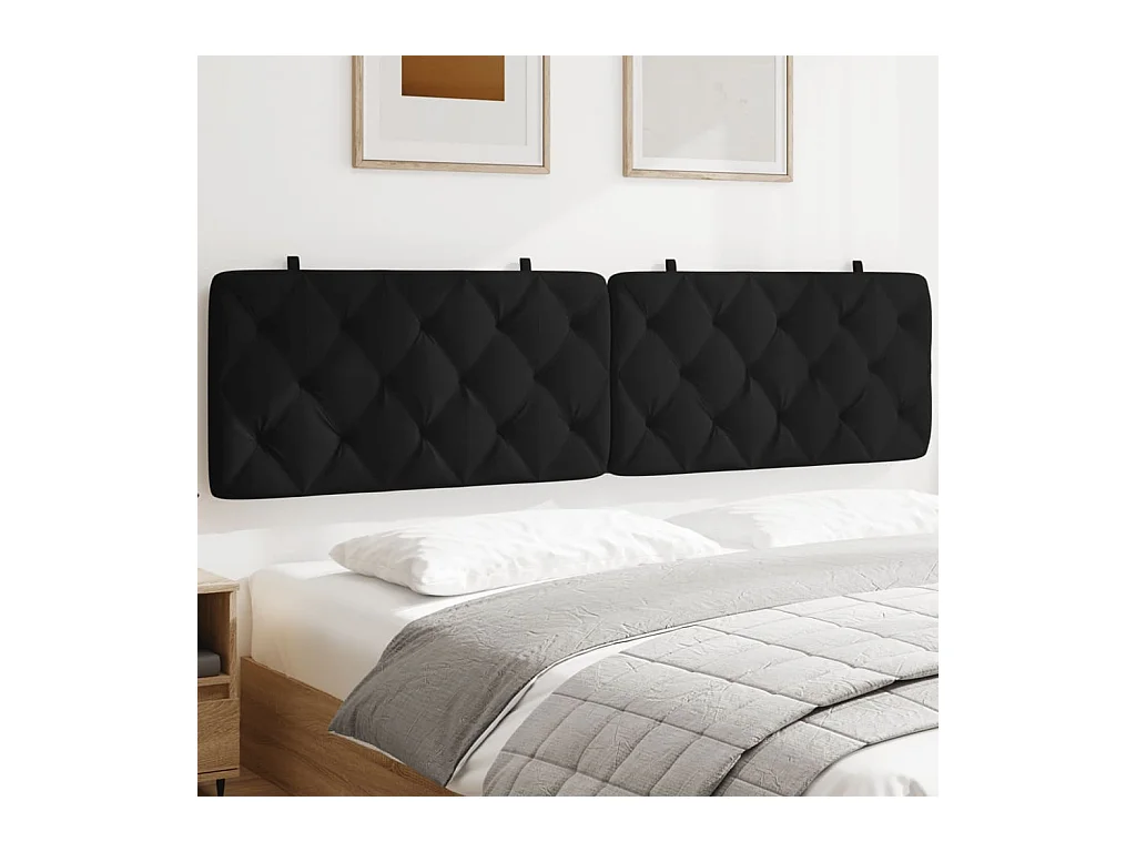 Zwart hoofdbordkussen 200 cm fluweel