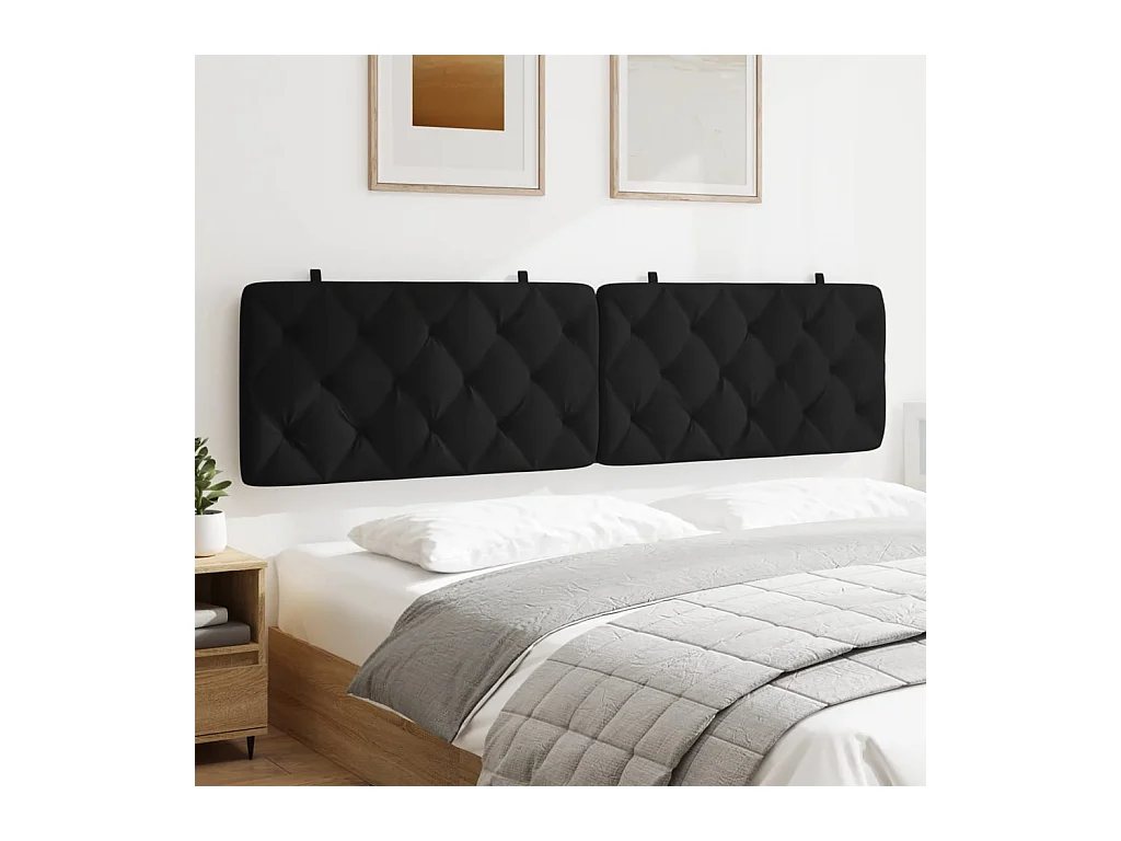 Zwart hoofdbordkussen 200 cm fluweel