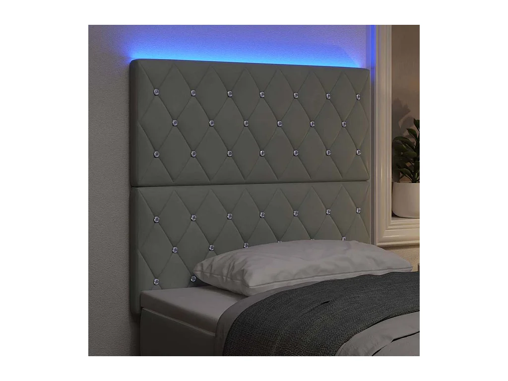 Tête de Lit LED Argyle Gris clair 100 cm Velours