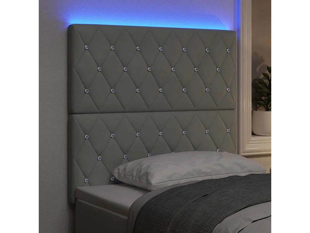 Tête de Lit LED Argyle Gris clair 100 cm Velours