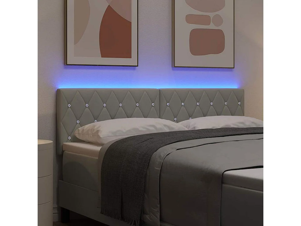 Testiera Argyle LED Grigio Chiaro 144 cm Velluto