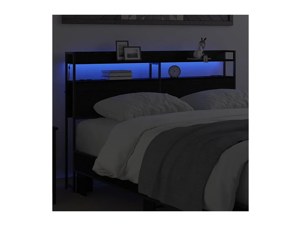 Tête de lit avec étagère Chêne noir 160 cm Bois d'ingénierie