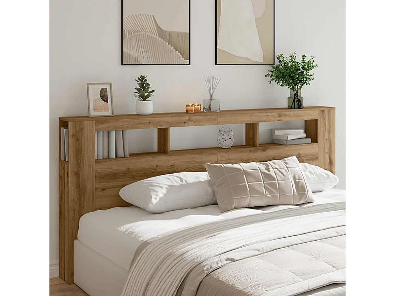 LED hoofdbord in handgemaakt eikenhout 220x18,5x103,5 cm