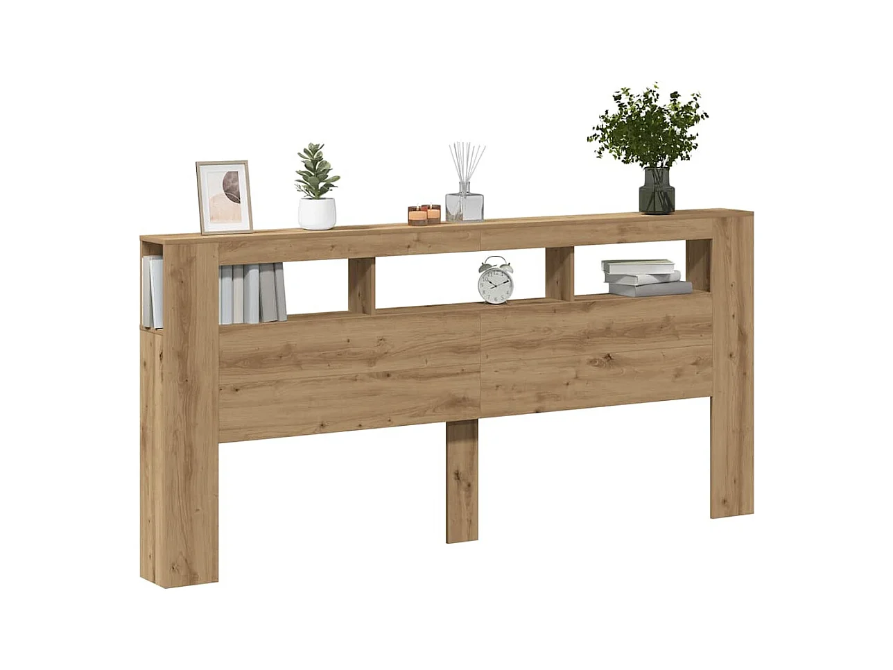 LED hoofdbord in handgemaakt eikenhout 220x18,5x103,5 cm