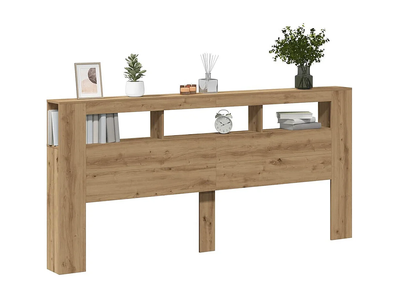 Testiera LED in rovere lavorato a mano 220x18,5x103,5 cm