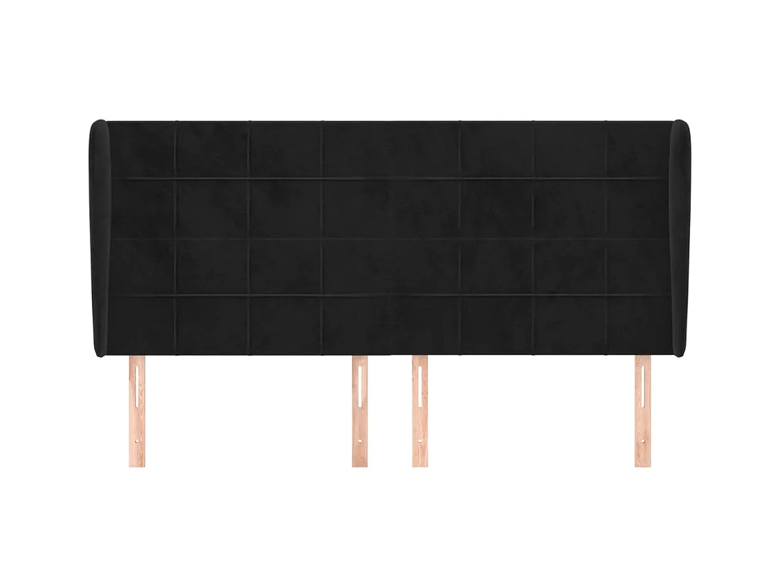 Hoofdbord met vleugels Zwart 183x23x118/128 cm Fluweel