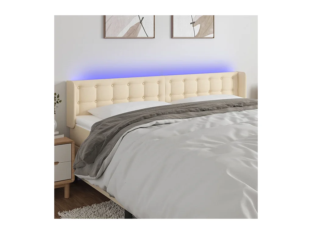 LED Hoofdbord Crème 163x16x78/88 cm Stof