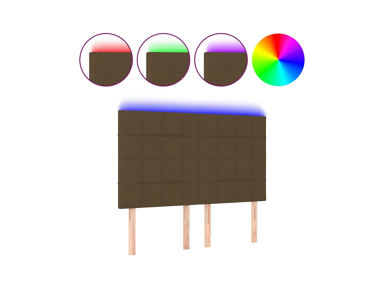 LED Hoofdbord Donkerbruin 144x5x118/128 cm Stof