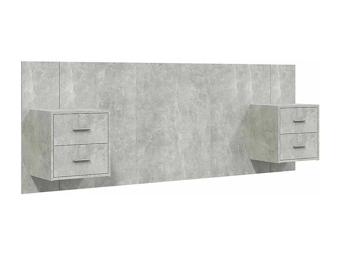 Tête de lit avec armoires Gris béton Bois d'ingénierie