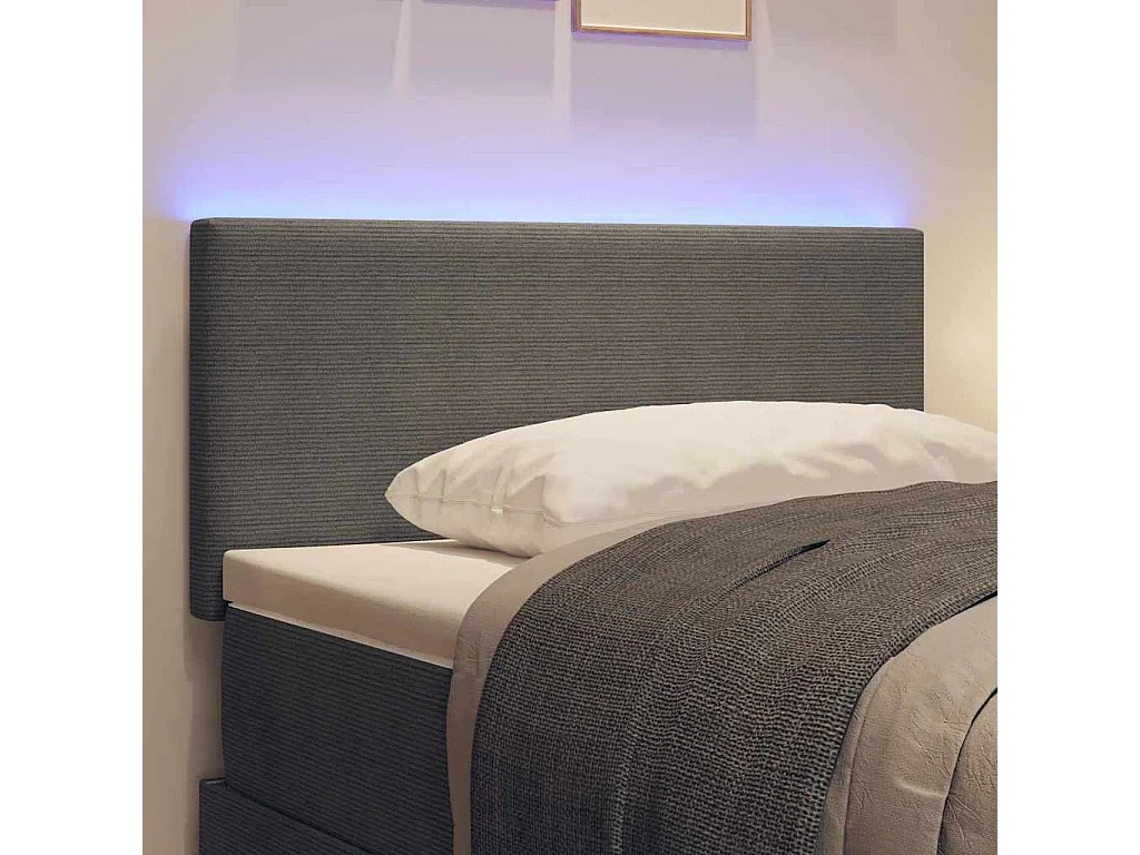 Tête de lit LED avec des lumières à LED Gris clair 90 cm tissu