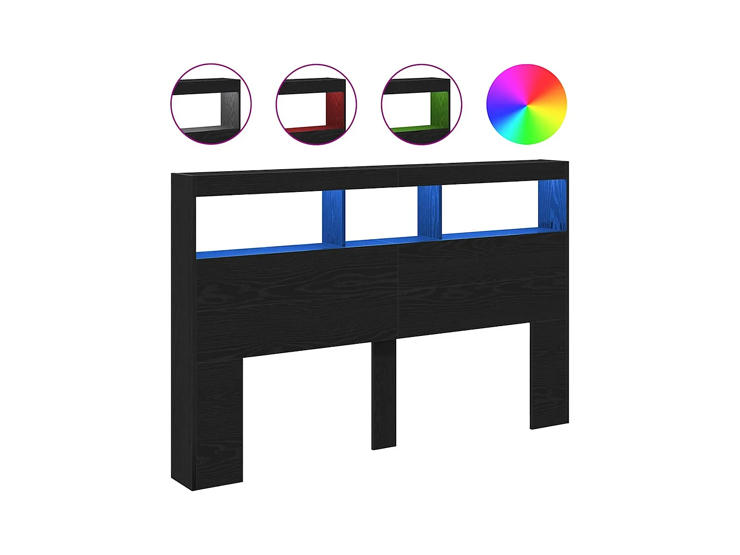 Armoire tête de lit avec LED chêne noir 160x17x102 cm