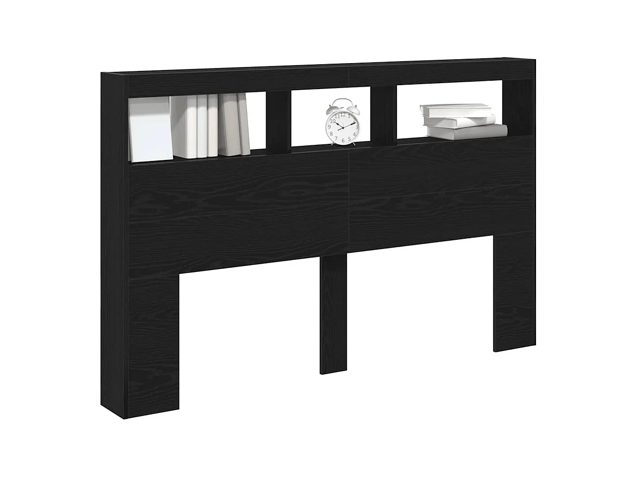 Armoire tête de lit avec LED chêne noir 160x17x102 cm