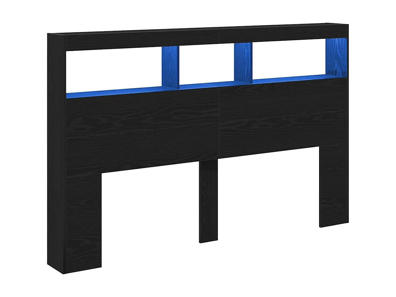 Armadio testiera con LED rovere nero 160x17x102 cm