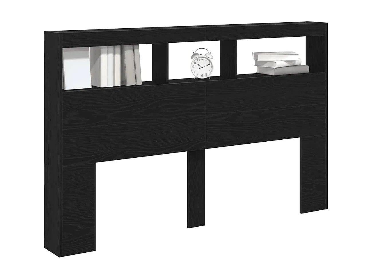 Armadio testiera con LED rovere nero 160x17x102 cm