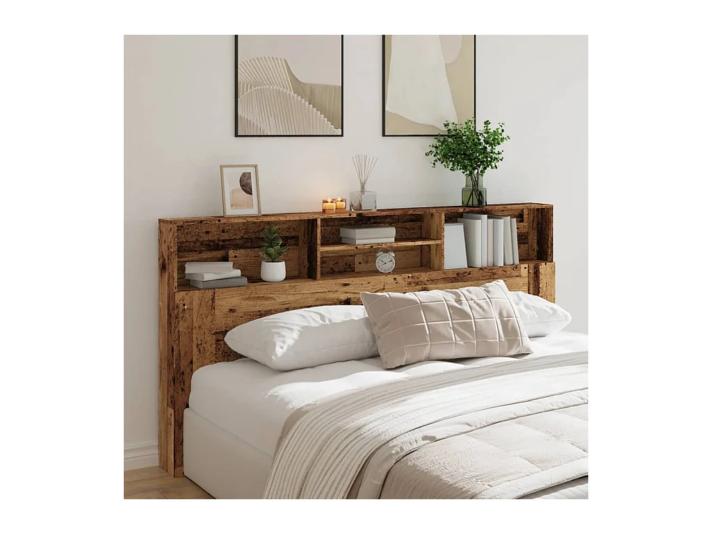 Mobiletto con testiera in legno antico 200x19x103,5 cm