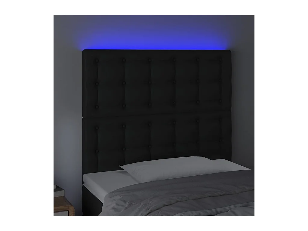 LED-Kopfteil Schwarz 90x5x118/128 cm Kunstleder