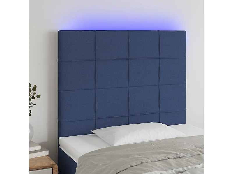 Tête de lit à LED Bleu 90x5x118/128 cm Tissu