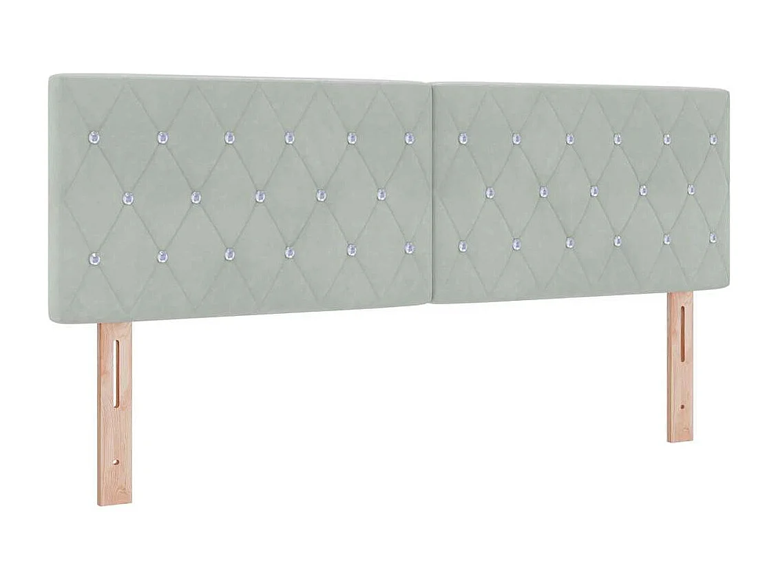 Hellgraues Argyle-Kopfteil aus Samt, 140 cm, Samt