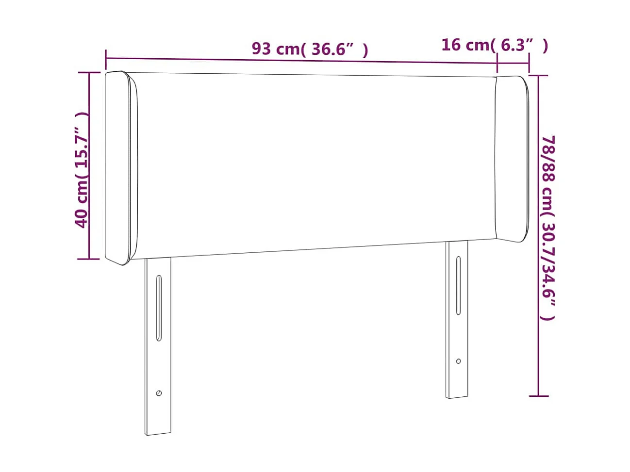 Hoofdbord met vleugels Lichtgrijs 93x16x78/88 cm Fluweel
