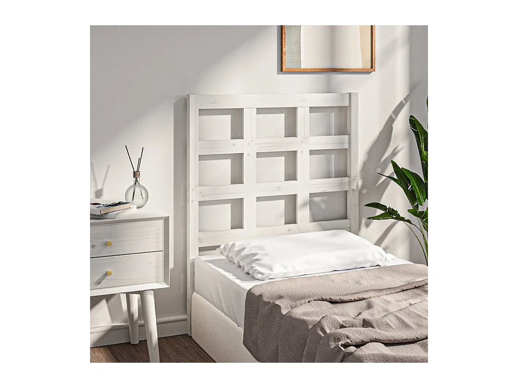 Wit hoofdbord 80,5x4x100 cm Massief grenenhout