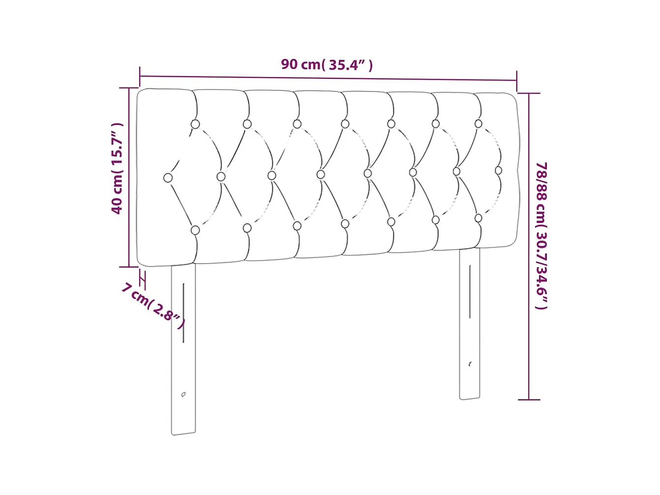Donkergrijs hoofdbord 90x7x78/88 cm fluweel