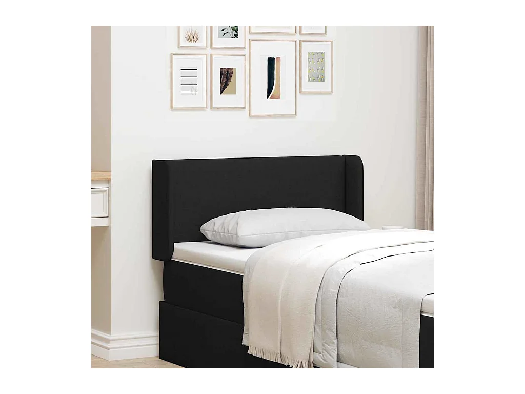 Tête de lit avec tête de lit Noir 40,5 x 4 x 40,5 cm tissu