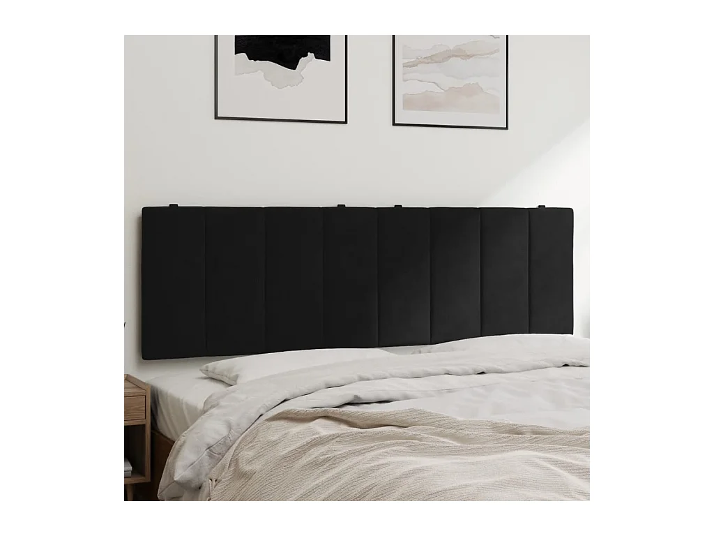 Zwart hoofdbordkussen 160 cm fluweel