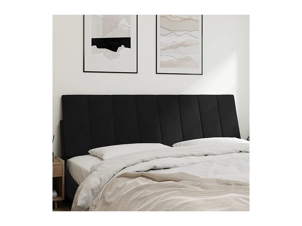 Zwart hoofdbordkussen 160 cm fluweel