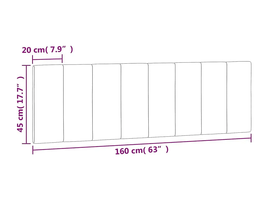 Zwart hoofdbordkussen 160 cm fluweel