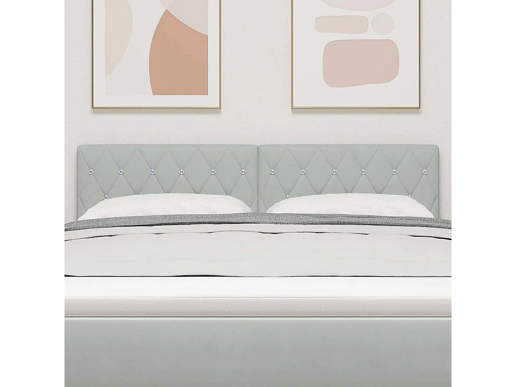 Testiera in velluto Argyle grigio chiaro 160 cm in velluto