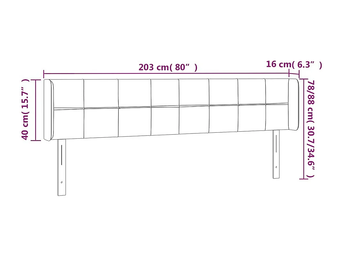 LED Hoofdbord Zwart 203x16x78/88 cm Fluweel