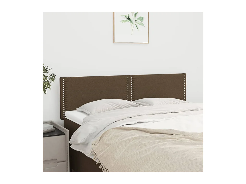 Têtes de lit 2 pcs Marron foncé 72x5x78/88 cm Tissu