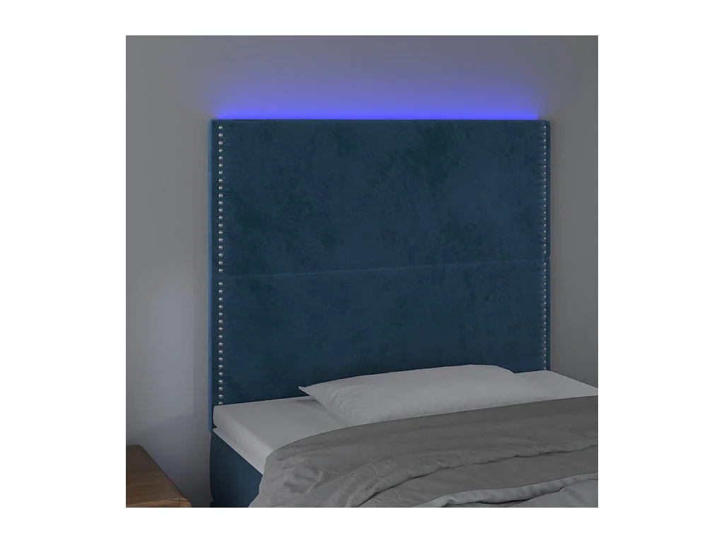 Tête de lit à LED Bleu foncé 90x5x118/128 cm Velours