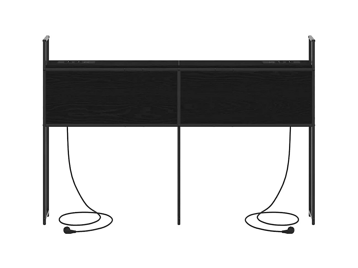 Opberghoofdbord met oplaadstation Zwart Eiken 135 cm