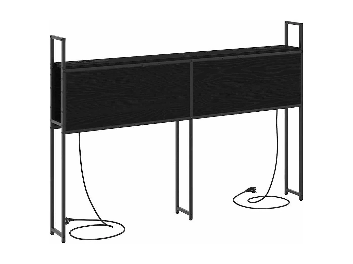 Cabecero con almacenaje y estación de carga Roble Negro 135 cm