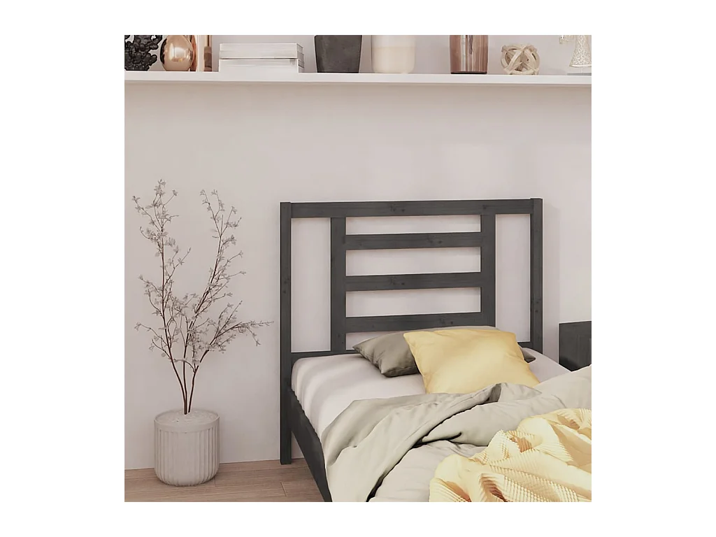 Grijs hoofdbord 96x4x100 cm Massief grenenhout