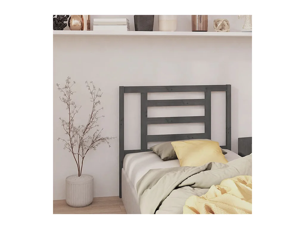 Grijs hoofdbord 96x4x100 cm Massief grenenhout