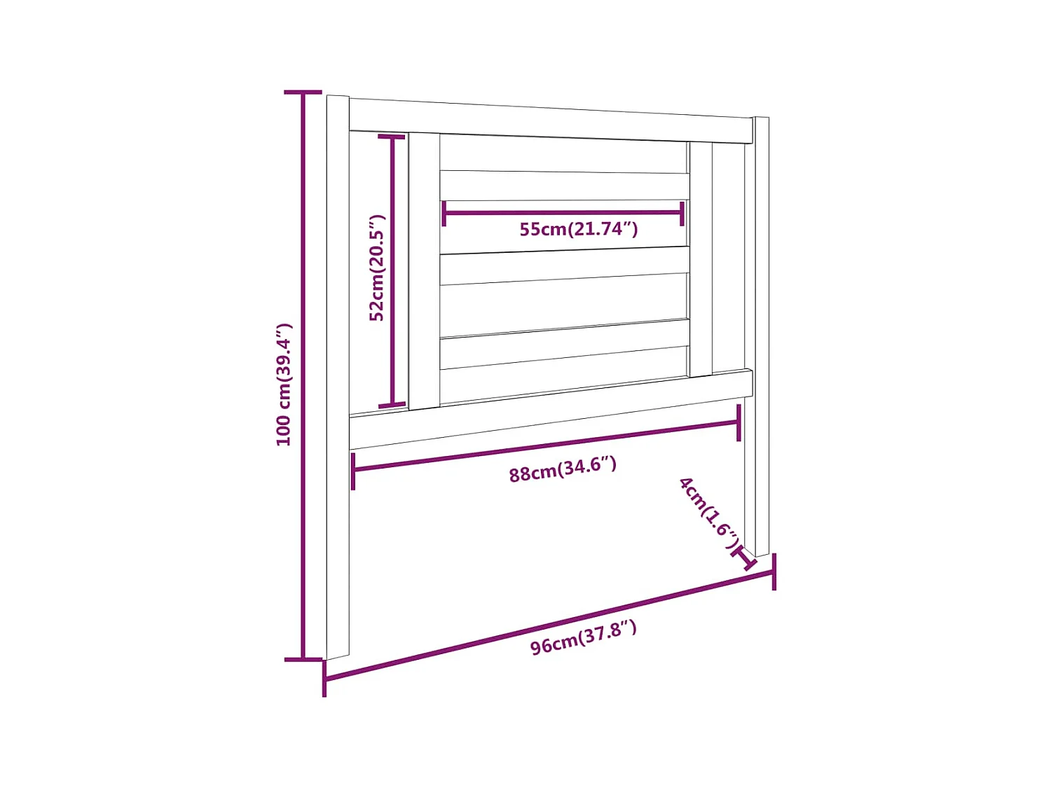Grijs hoofdbord 96x4x100 cm Massief grenenhout