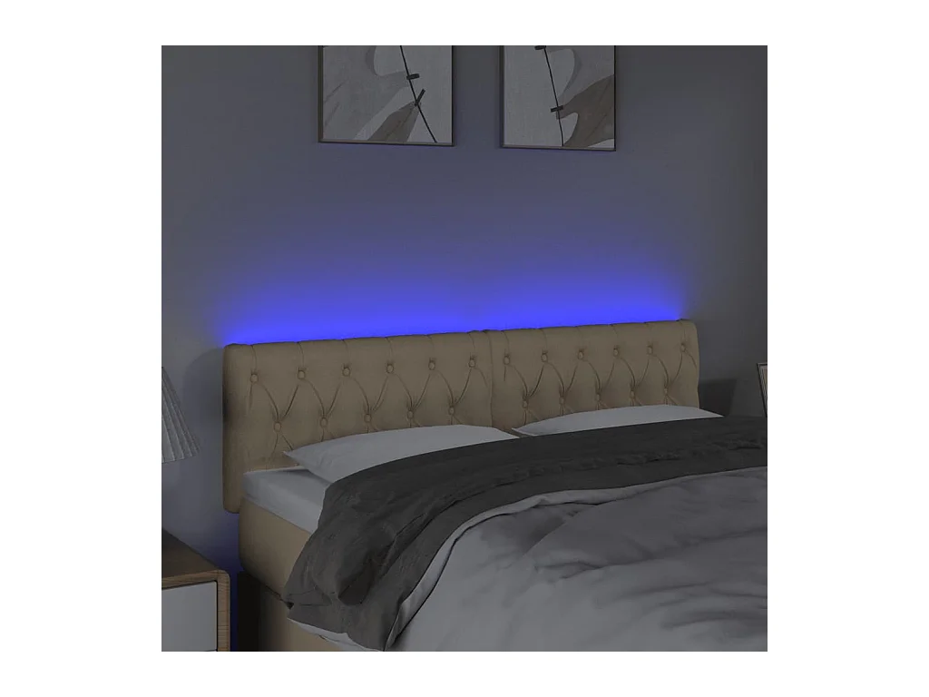 LED Hoofdbord Crème 144x7x78/88 cm Stof