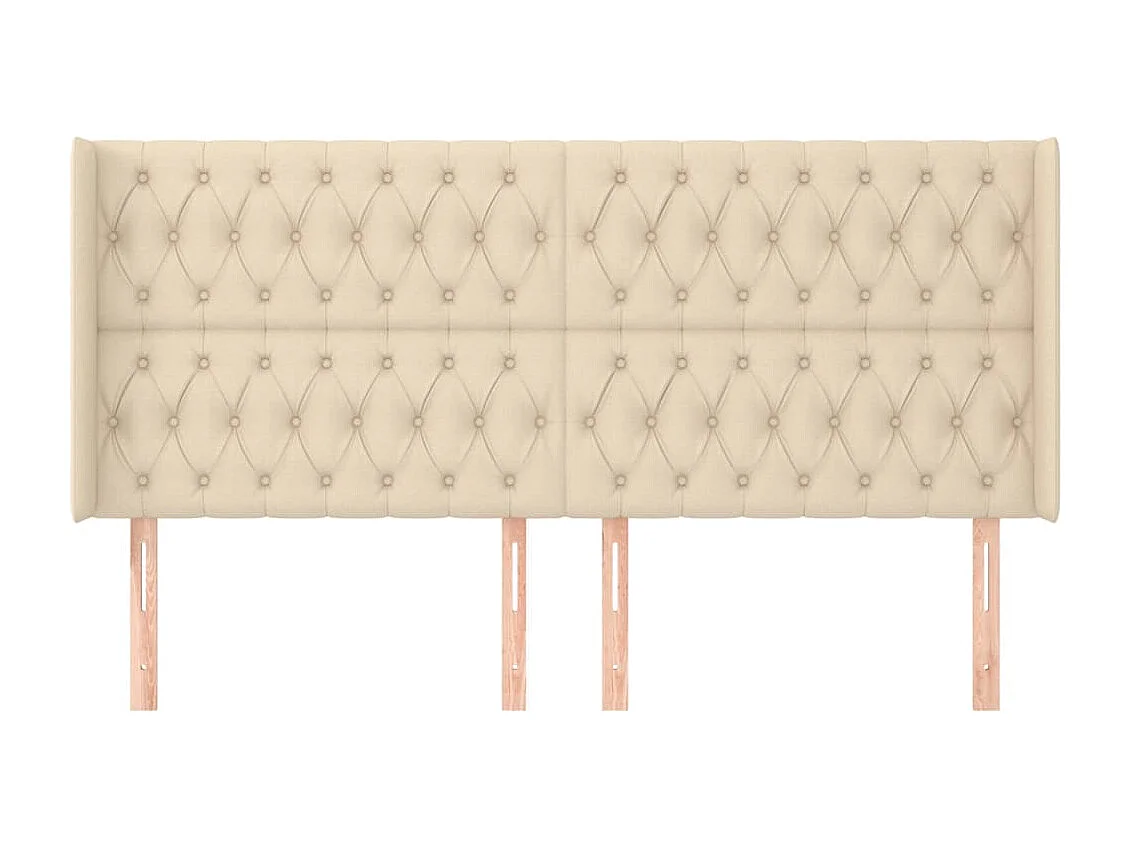 Testiera con ali Crema 203x16x118/128 cm Tessuto