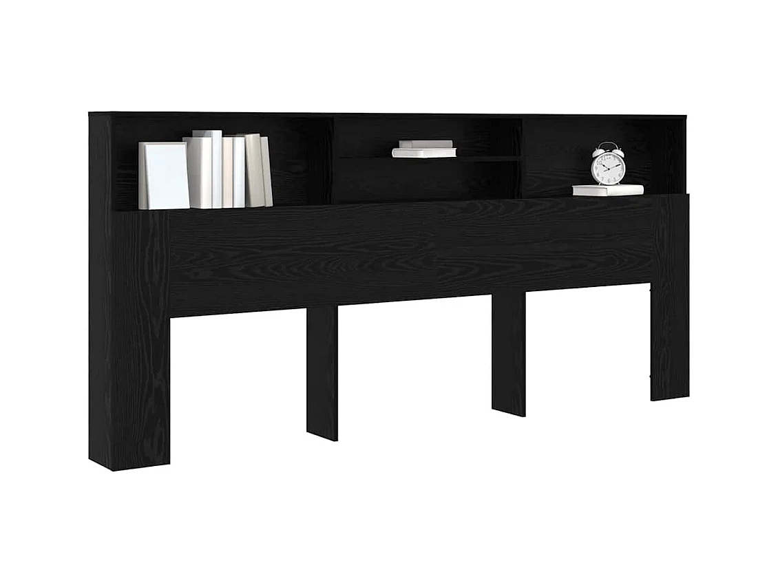 Cabinet de Tête de Lit Chêne noir 220 x 19 x 101.5 cm