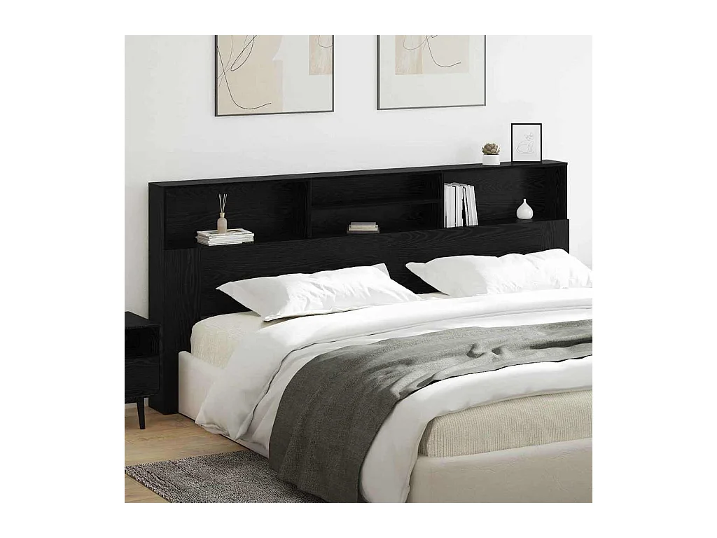 Cabinet de Tête de Lit Chêne noir 220 x 19 x 101.5 cm