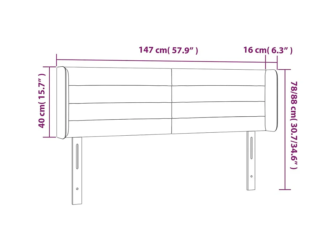 LED Hoofdbord Donkerbruin 147x16x78/88 cm Stof