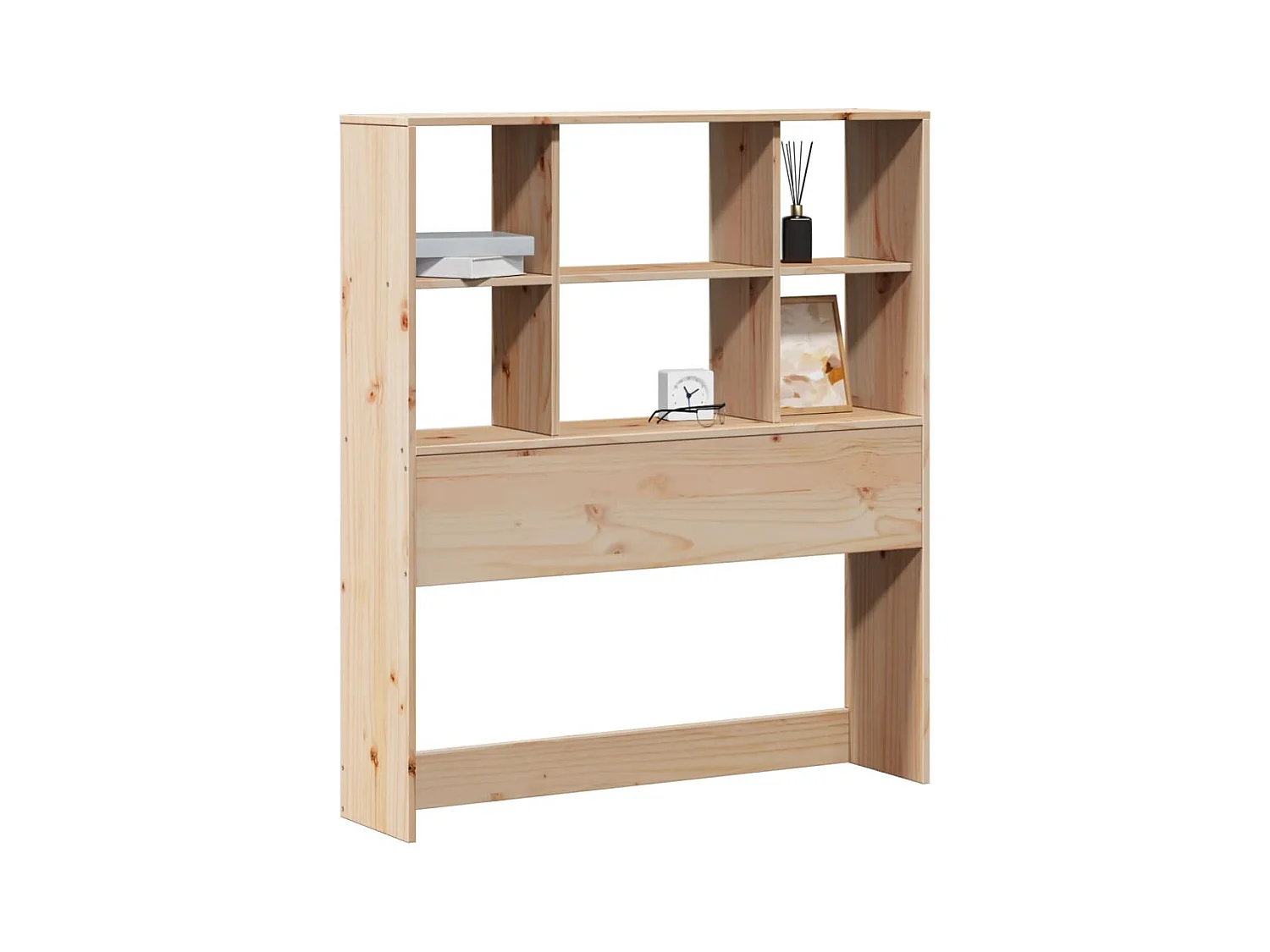 Testiera in legno massello di pino da 90 cm con contenitore