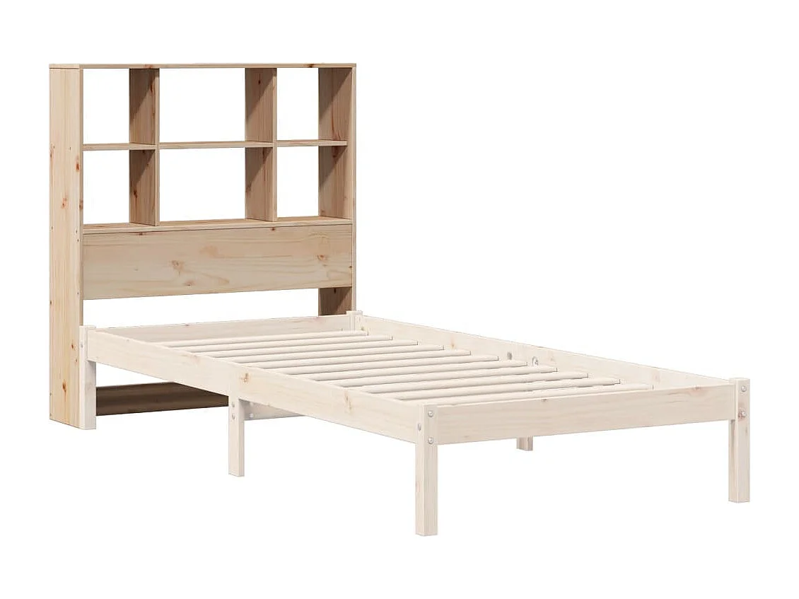 Testiera in legno massello di pino da 90 cm con contenitore