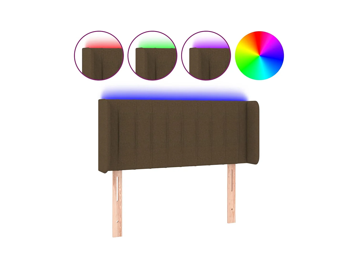 LED Hoofdbord Donkerbruin 93x16x78/88 cm Stof